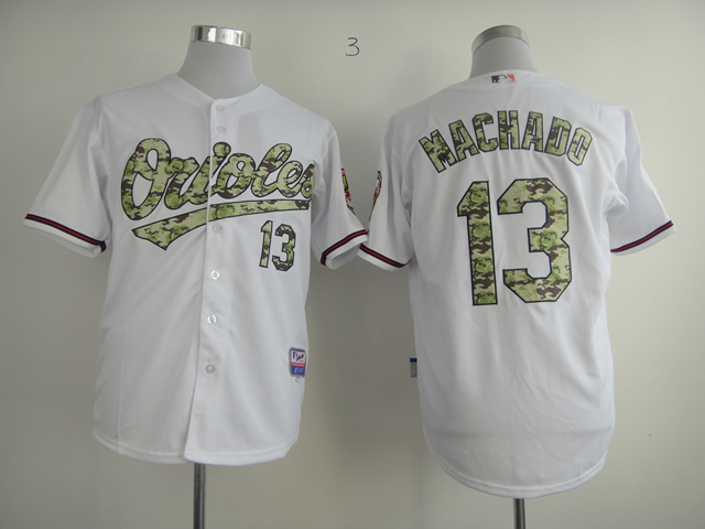 Men Baltimore Orioles 13 Machado White Camo MLB Jerseys